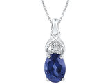 Lab Created Sapphire 7/8 Carat (ctw) Drop Pendant Necklace in 10K White Gold